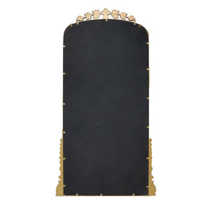 English Elm 76" Arched Full Length Floor Mirror Antique Gold Iron Frame Freestanding Bedroom Accent W2078124335