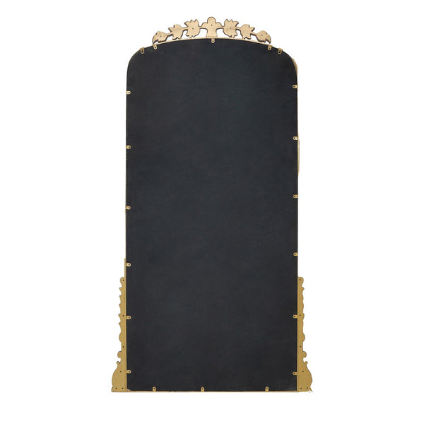 English Elm 76" Arched Full Length Floor Mirror Antique Gold Iron Frame Freestanding Bedroom Accent W2078124335