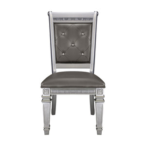 English Elm Modern Modern glam Bevelle dining armchairs set of 2 in dark gray faux leather with wooden legs and luxe trim Silver 43.25 L x 21 W x 15.75 H B011125863