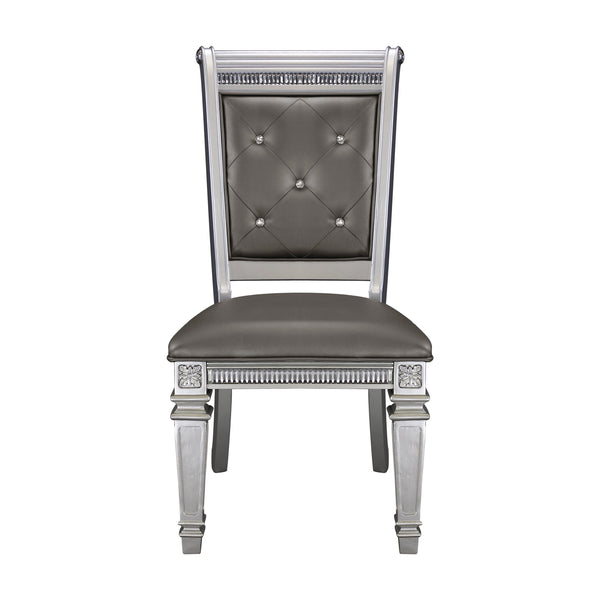 English Elm Modern Modern glam Bevelle dining armchairs set of 2 in dark gray faux leather with wooden legs and luxe trim Silver 43.25 L x 21 W x 15.75 H B011125863