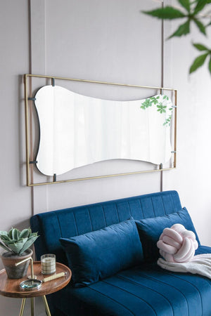 English Elm 28x1.5x60" Asymmetric Leaning Floor Mirror Soft Gold Iron Frame Glam Bedroom Entryway W2078124326