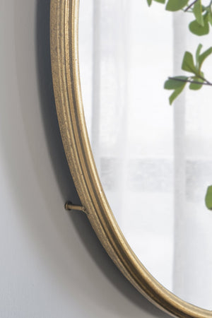 English Elm 26" X 32" Gold Iron Frame Portrait Wall Mirror Sculptural Accent for Entryway W2078124344