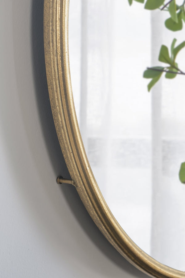 English Elm 26" X 32" Gold Iron Frame Portrait Wall Mirror Sculptural Accent for Entryway W2078124344