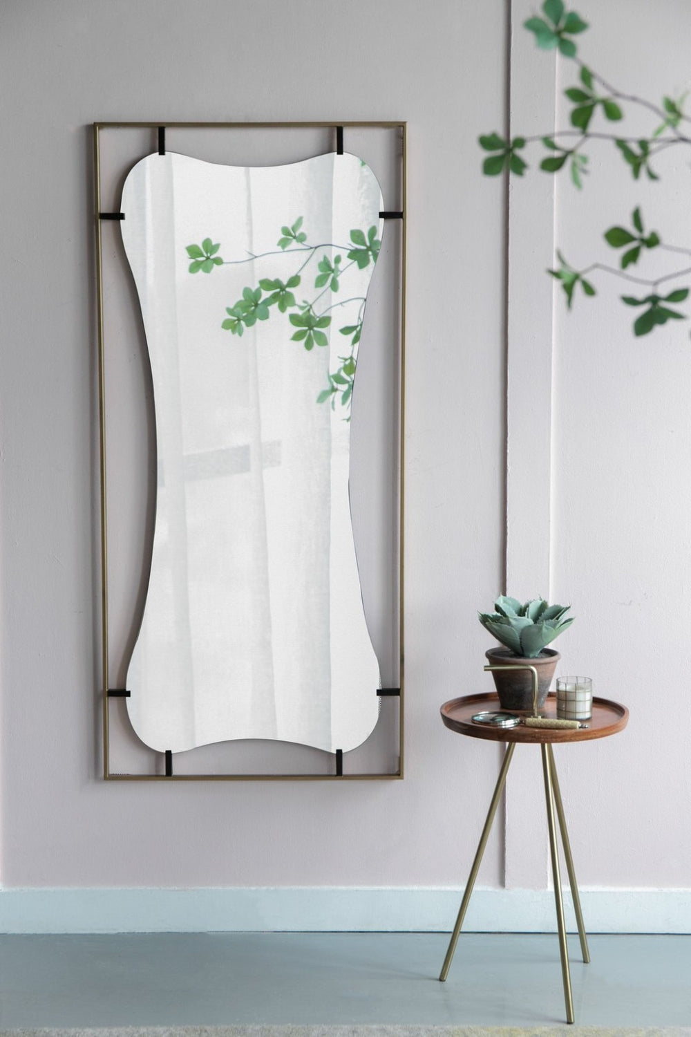 English Elm 28x1.5x60" Asymmetric Leaning Floor Mirror Soft Gold Iron Frame Glam Bedroom Entryway W2078124326