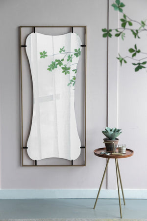 English Elm 28x1.5x60" Asymmetric Leaning Floor Mirror Soft Gold Iron Frame Glam Bedroom Entryway W2078124326