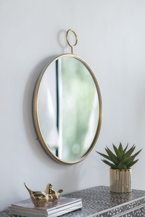 English Elm 26" X 32" Gold Iron Frame Portrait Wall Mirror Sculptural Accent for Entryway W2078124344