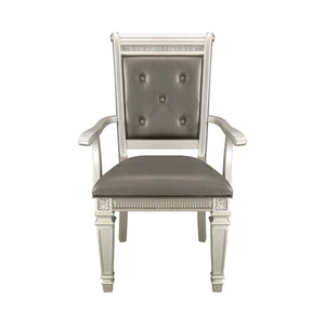 English Elm Modern Modern glam Bevelle dining armchairs set of 2 in dark gray faux leather with wooden legs and luxe trim Silver 43.25 L x 21 W x 16.25 H B011125862