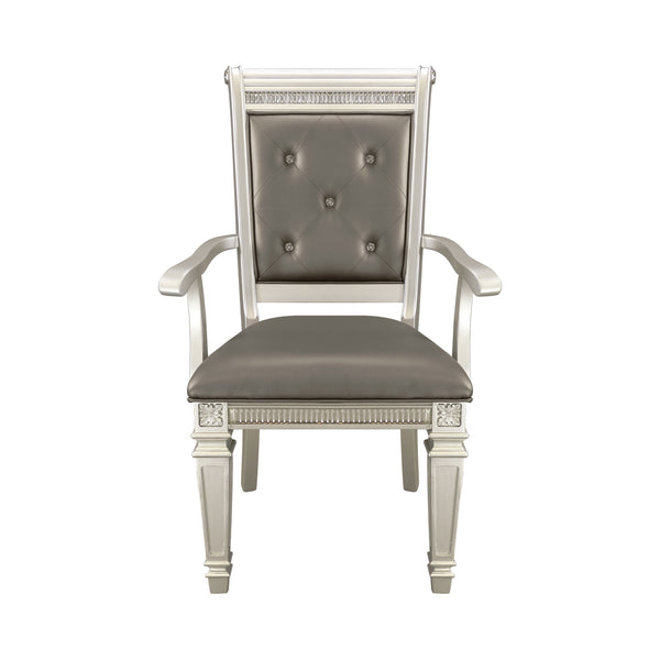 English Elm Modern Modern glam Bevelle dining armchairs set of 2 in dark gray faux leather with wooden legs and luxe trim Silver 43.25 L x 21 W x 16.25 H B011125862