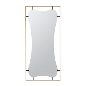 English Elm 28x1.5x60" Asymmetric Leaning Floor Mirror Soft Gold Iron Frame Glam Bedroom Entryway W2078124326