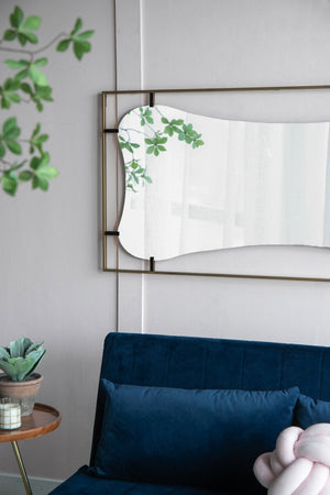 English Elm 28x1.5x60" Asymmetric Leaning Floor Mirror Soft Gold Iron Frame Glam Bedroom Entryway W2078124326