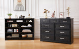 Hearth and Haven Nathaniel 9-Drawer Long Dresser with Antique Handles, Black W1162116815