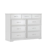Nathaniel 9-Drawer Long Dresser with Antique Handles, White