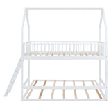 Hearth and Haven Sophiagra Twin over Twin House Bunk Bed with Extending Trundle and Ladder, White