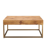 English Elm Modern Rectangular Coffee Table, Dining Table. Mdf Desktop With Metal Legs. Suitable For Restaurants and Living Rooms. The Size :31.5"*31.5"*14.37"