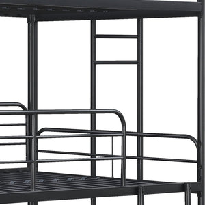 English Elm Furniture Steel Triple Bunk Bed with Staircase Three Twin Tiers for Kids Rooms W311S00036