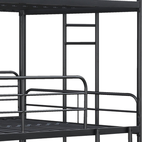 English Elm Furniture Steel Triple Bunk Bed with Staircase Three Twin Tiers for Kids Rooms W311S00036