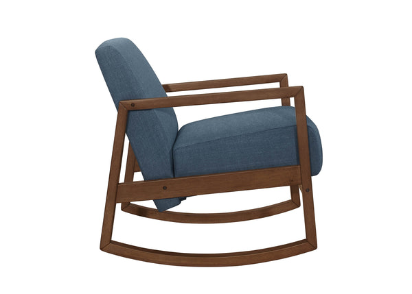English Elm 1pc Horae Rocker Accent Chair with Plush Cushioning and Ergonomic Curved Frame for Cozy Relaxation Blue 33.25 L x 26.5 W x 21.5 H B011126011