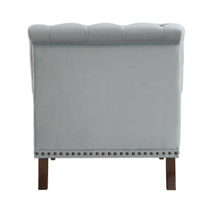 English Elm Luxurious Gray Velvet Accent Chair Tufted Back Nailhead Trim Espresso Legs B011126020