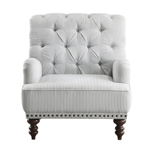 English Elm Luxurious Holland Park Button Tufted Velvet Accent Chair with Turned Legs and Nailhead Trim, Elegant Gray 34 L x 36.25 W x 31.75 H B011126021