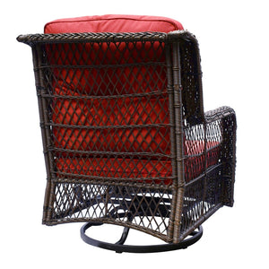 English Elm Outdoor Wicker Swivel Rocker Bistro Set with Tempered Glass Table Resort Patio W1889S00008