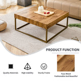 English Elm Modern Rectangular Coffee Table, Dining Table. Mdf Desktop With Metal Legs. Suitable For Restaurants and Living Rooms. The Size :31.5"*31.5"*14.37"