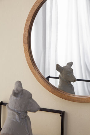 English Elm 19.5" Round Iron Wall Mirror with Rope Strap Hanger for Bathroom or Entryway W2078124340