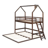 Hearth and Haven Sophiagra Twin over Twin House Bunk Bed with Extending Trundle and Ladder, Espresso