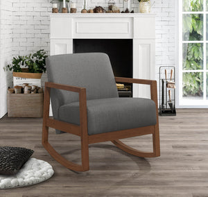 English Elm 1pc Horae Rocker Accent Chair with Plush Cushioning and Ergonomic Curved Frame for Cozy Relaxation Gray 33.25 L x 26.5 W x 21.25 H B011126013