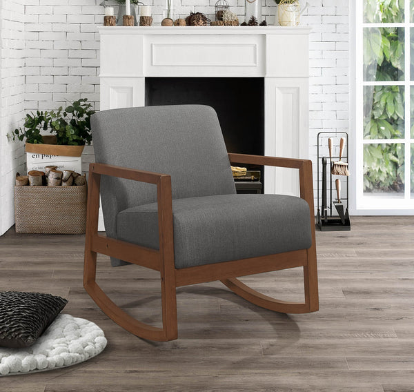 English Elm 1pc Horae Rocker Accent Chair with Plush Cushioning and Ergonomic Curved Frame for Cozy Relaxation Gray 33.25 L x 26.5 W x 21.25 H B011126013