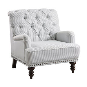 English Elm Luxurious Holland Park Button Tufted Velvet Accent Chair with Turned Legs and Nailhead Trim, Elegant Gray 34 L x 36.25 W x 31.75 H B011126021
