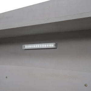 English Elm Wood Full Size Platform Bed with LED Headboard Light, Built-In Storage and Guardrails, Sturdy Pine Frame Antique Gray GX001023AAE