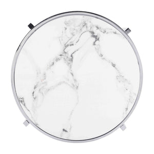 English Elm Modern Round Sintered Stone Top End Table Chrome Frame Living Room Accent W821114994