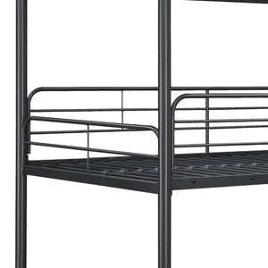 English Elm Furniture Steel Triple Bunk Bed with Staircase Three Twin Tiers for Kids Rooms W311S00036