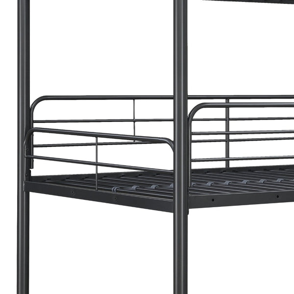 English Elm Furniture Steel Triple Bunk Bed with Staircase Three Twin Tiers for Kids Rooms W311S00036