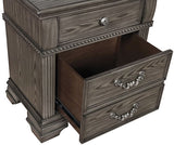 English Elm Gray Color Nightstand Bedroom 1 Piece Nightstand Solid Wood Satin Knickel Knobs and Pulls