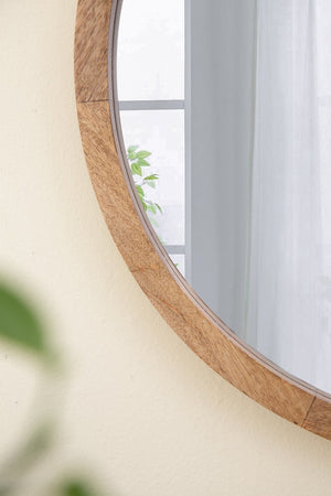 English Elm 19.5" Round Iron Wall Mirror with Rope Strap Hanger for Bathroom or Entryway W2078124340