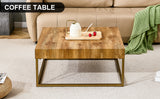 English Elm Modern Rectangular Coffee Table, Dining Table. Mdf Desktop With Metal Legs. Suitable For Restaurants and Living Rooms. The Size :31.5"*31.5"*14.37"