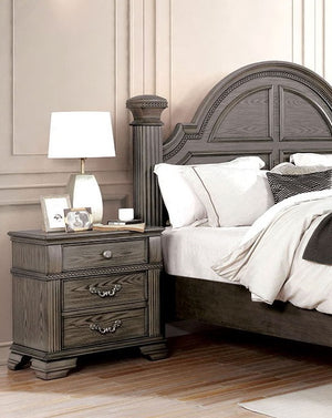 English Elm Gray Color Nightstand Bedroom 1 Piece Nightstand Solid Wood Satin Knickel Knobs and Pulls