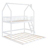 Hearth and Haven Sophiagra Twin over Twin House Bunk Bed with Extending Trundle and Ladder, White