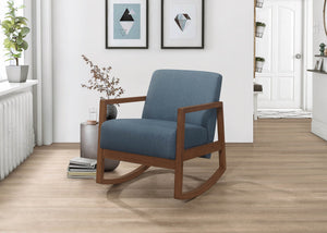 English Elm 1pc Horae Rocker Accent Chair with Plush Cushioning and Ergonomic Curved Frame for Cozy Relaxation Blue 33.25 L x 26.5 W x 21.5 H B011126011
