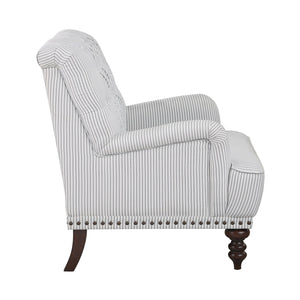 English Elm Luxurious Holland Park Button Tufted Velvet Accent Chair with Turned Legs and Nailhead Trim, Elegant Gray 34 L x 36.25 W x 31.75 H B011126021