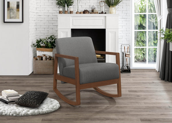 English Elm 1pc Horae Rocker Accent Chair with Plush Cushioning and Ergonomic Curved Frame for Cozy Relaxation Gray 33.25 L x 26.5 W x 21.25 H B011126013