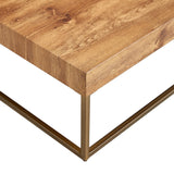 English Elm Modern Rectangular Coffee Table, Dining Table. Mdf Desktop With Metal Legs. Suitable For Restaurants and Living Rooms. The Size :31.5"*31.5"*14.37"