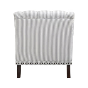 English Elm Luxurious Holland Park Button Tufted Velvet Accent Chair with Turned Legs and Nailhead Trim, Elegant Gray 34 L x 36.25 W x 31.75 H B011126021