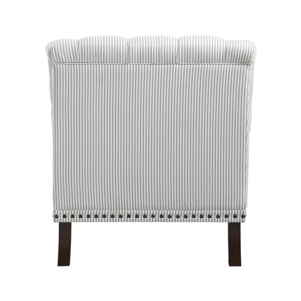 English Elm Luxurious Holland Park Button Tufted Velvet Accent Chair with Turned Legs and Nailhead Trim, Elegant Gray 34 L x 36.25 W x 31.75 H B011126021