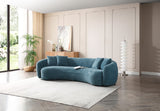 English Elm 102'' Boucle Sofa Modern Sectional Half Moon Leisure Couch Curved Sofa Teddy Fleece Velet Blue