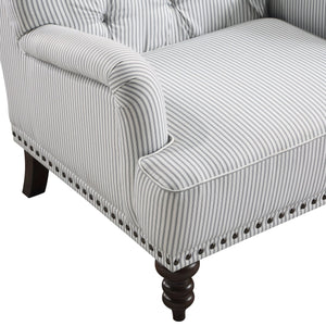 English Elm Luxurious Holland Park Button Tufted Velvet Accent Chair with Turned Legs and Nailhead Trim, Elegant Gray 34 L x 36.25 W x 31.75 H B011126021