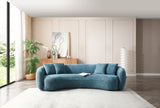 English Elm 102'' Boucle Sofa Modern Sectional Half Moon Leisure Couch Curved Sofa Teddy Fleece Velet Blue