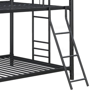 English Elm Furniture Steel Triple Bunk Bed with Staircase Three Twin Tiers for Kids Rooms W311S00036