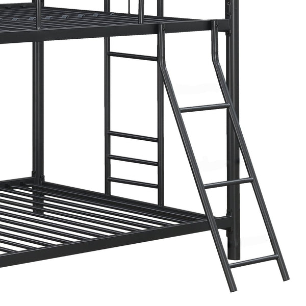 English Elm Furniture Steel Triple Bunk Bed with Staircase Three Twin Tiers for Kids Rooms W311S00036